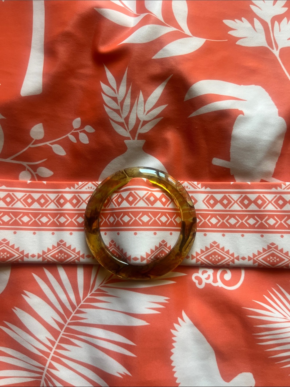 Retro-inspired One-Piece Swimsuit! Faux Belt with Faux Tortoise Belt Buckle | S - Picture 3 of 9